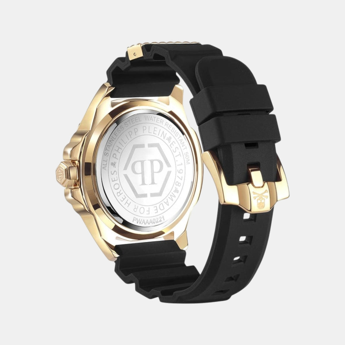 Skull Men Quartz Black Dial Analog Silicone Watch PWAAA0221