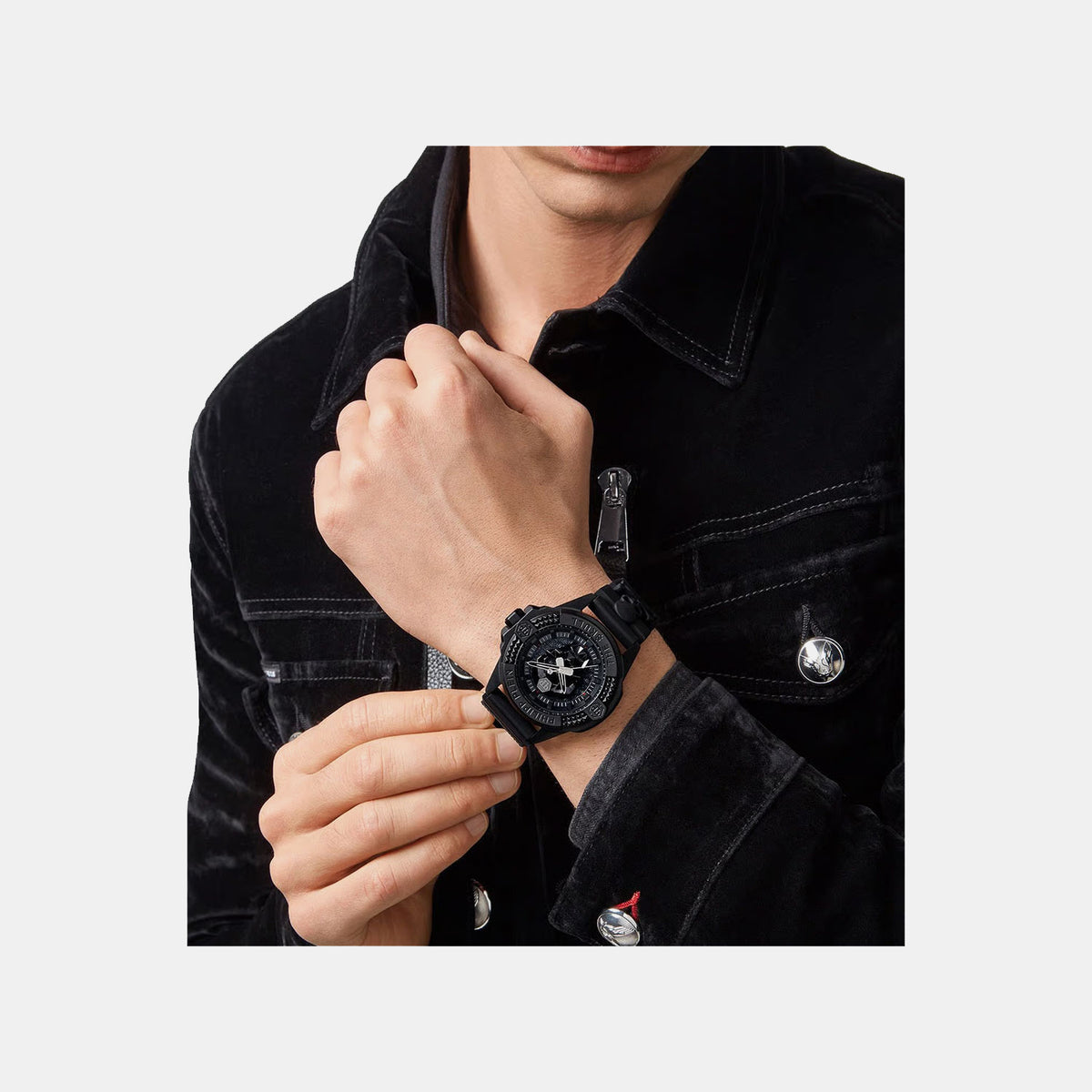 Aaa - The Skull Men Quartz Black Dial Analog Silicone Watch PWAAA0721