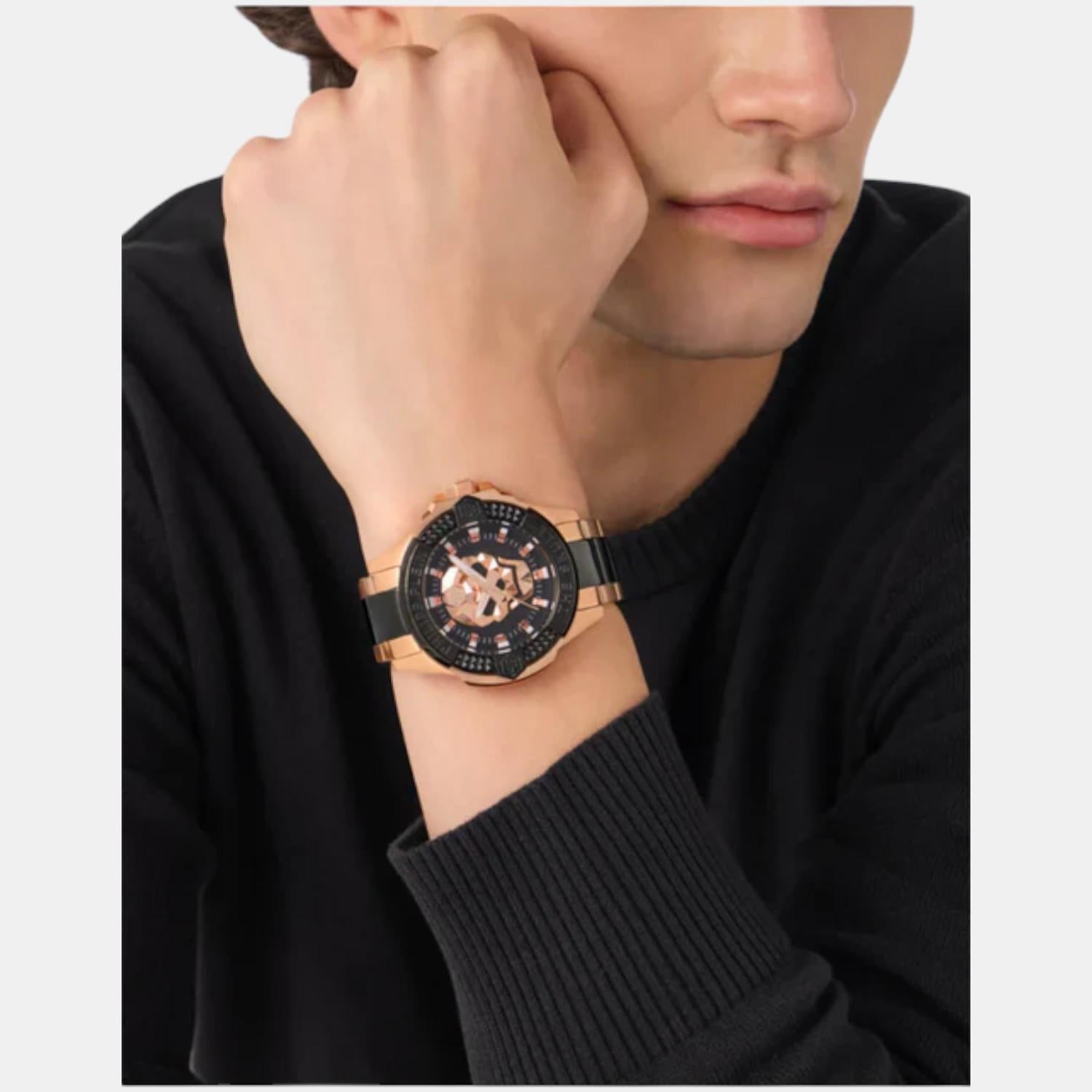 Men Quartz Black Dial Analog Stainless Steel Watch PWAAA3125