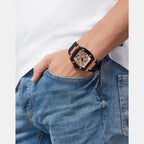 Men Automatic Rose Gold Dial Analog Silicone Watch PWBAA0121