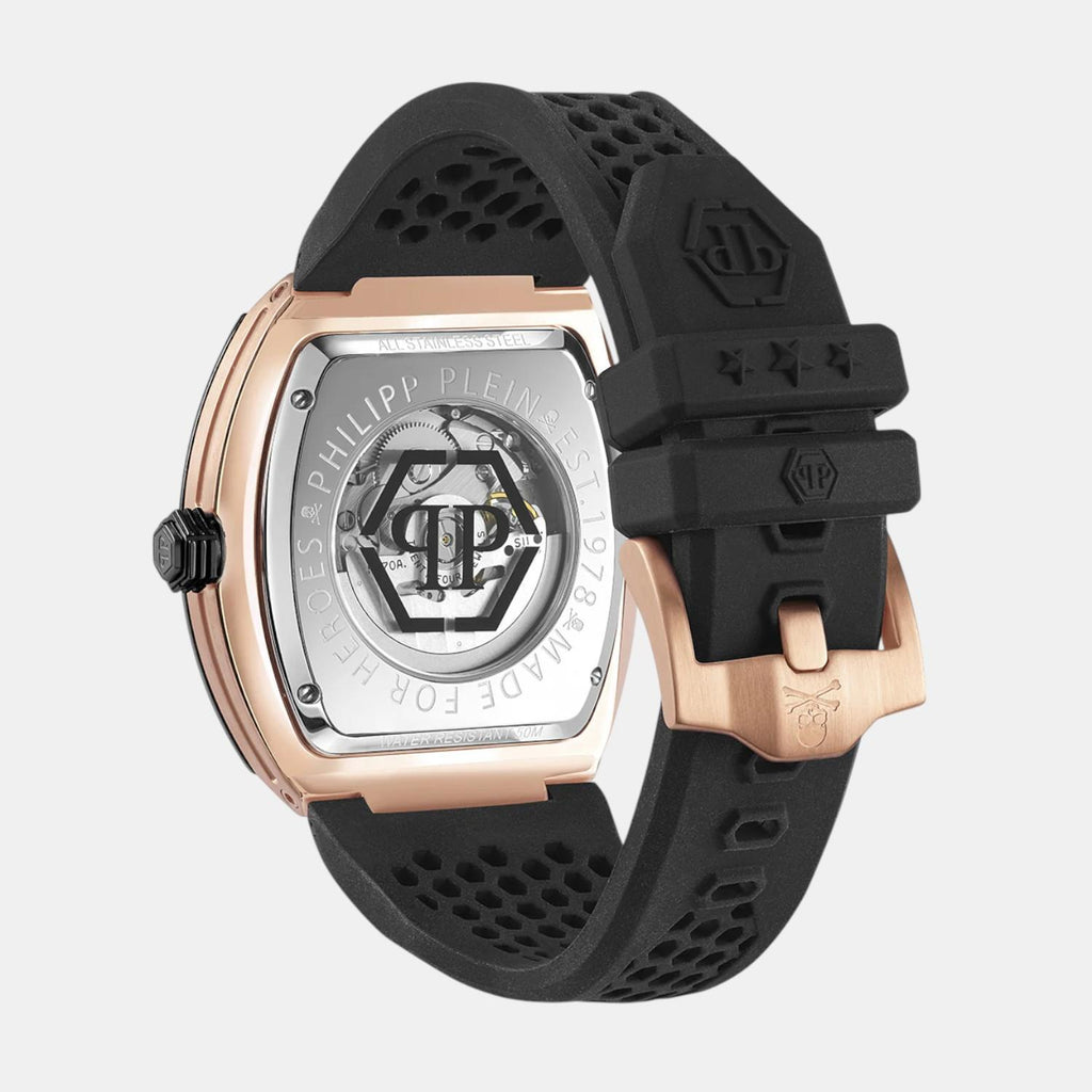 Men Automatic Rose Gold Dial Analog Silicone Watch PWBAA0121