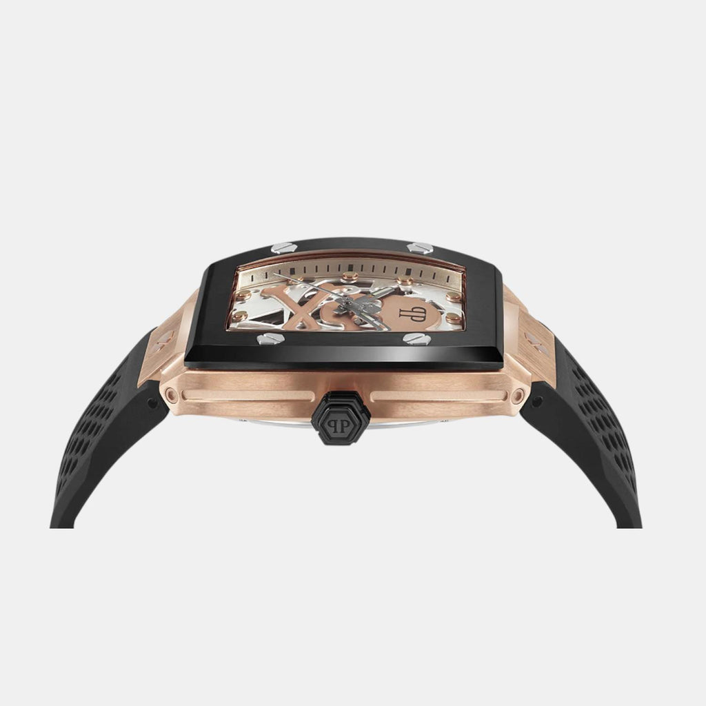 Men Automatic Rose Gold Dial Analog Silicone Watch PWBAA0121