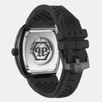 Baa - The Skeleton 44Mm Men Quartz Black Dial Analog Silicone Watch PWBAA0221