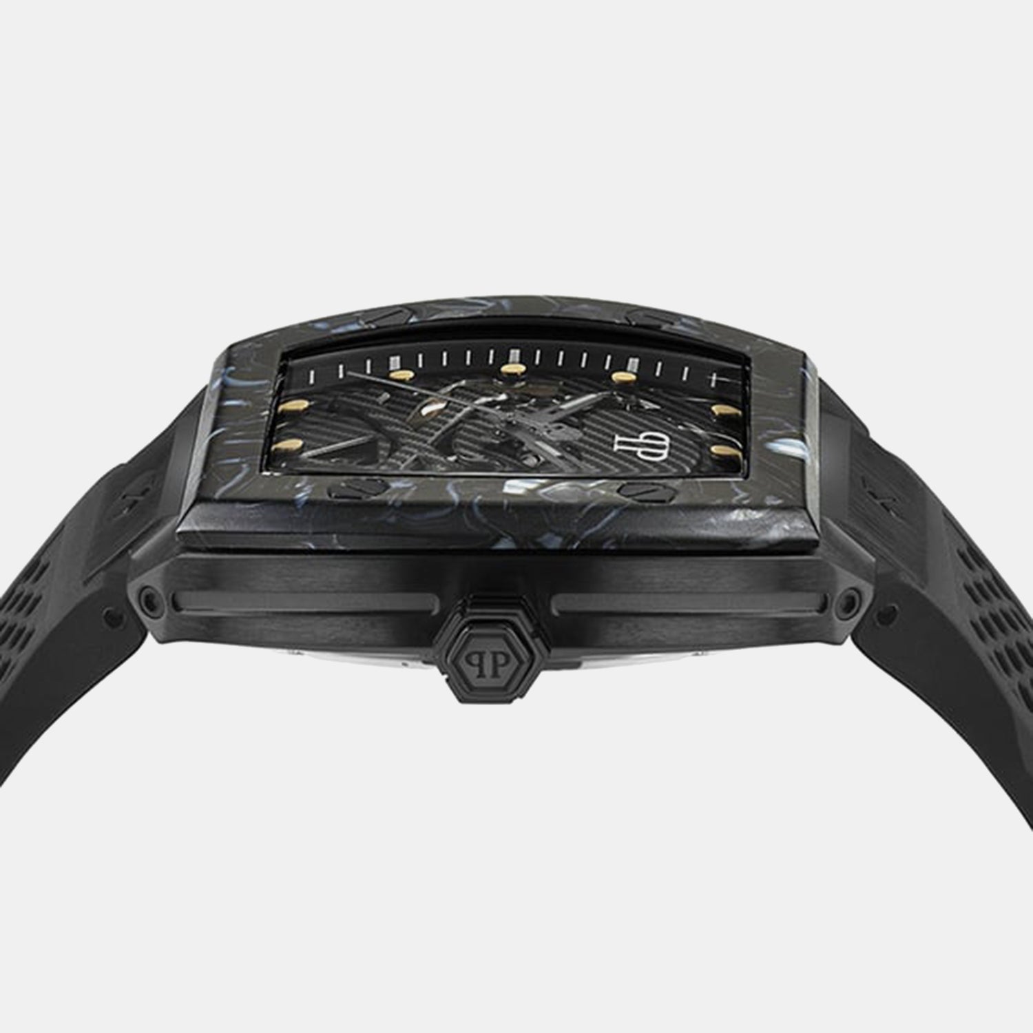 Baa - The Skeleton 44Mm Men Quartz Black Dial Analog Silicone Watch PWBAA0221