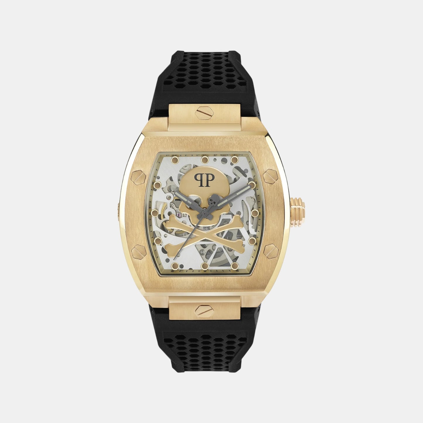 Men Automatic Gold Dial Analog Silicone Watch PWBAA0321