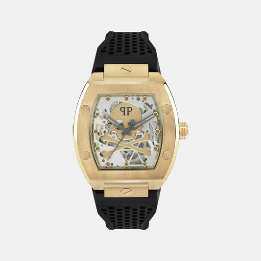 Men Automatic Gold Dial Analog Silicone Watch PWBAA0321