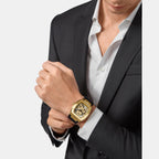 Men Automatic Gold Dial Analog Silicone Watch PWBAA0321