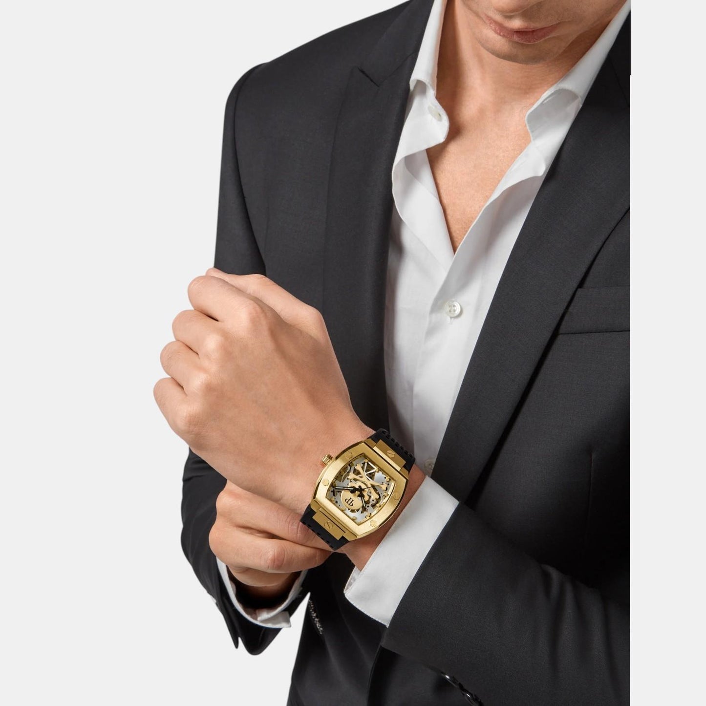 Men Automatic Gold Dial Analog Silicone Watch PWBAA0321