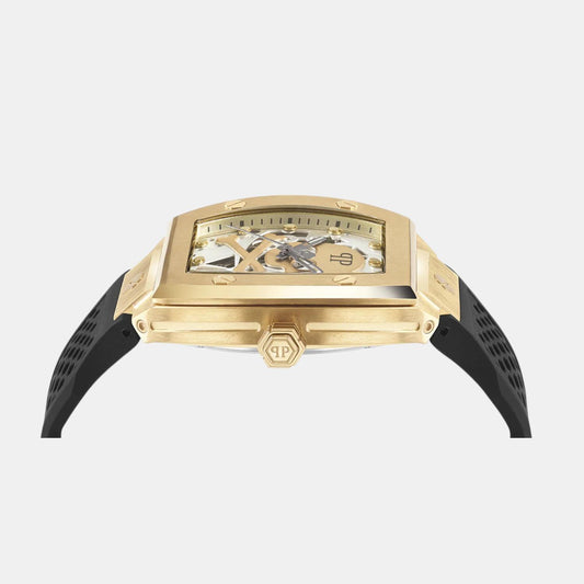 Men Automatic Gold Dial Analog Silicone Watch PWBAA0321