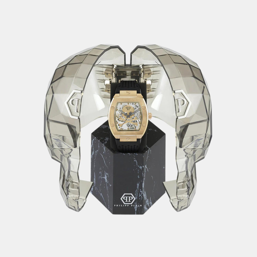 Men Automatic Gold Dial Analog Silicone Watch PWBAA0321