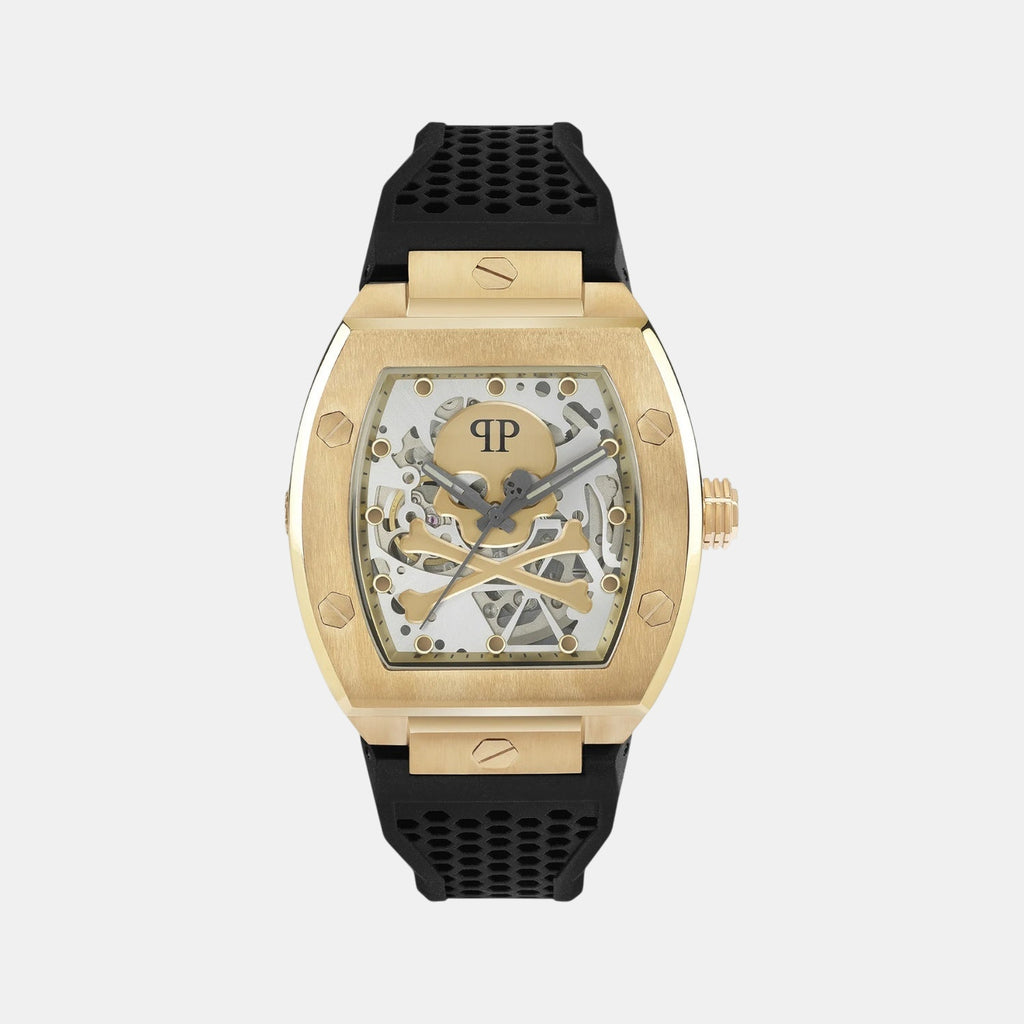 Men Automatic Gold Dial Analog Silicone Watch PWBAA0321