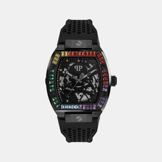 Men Automatic Black Dial Analog Silicone Watch PWBAA0621