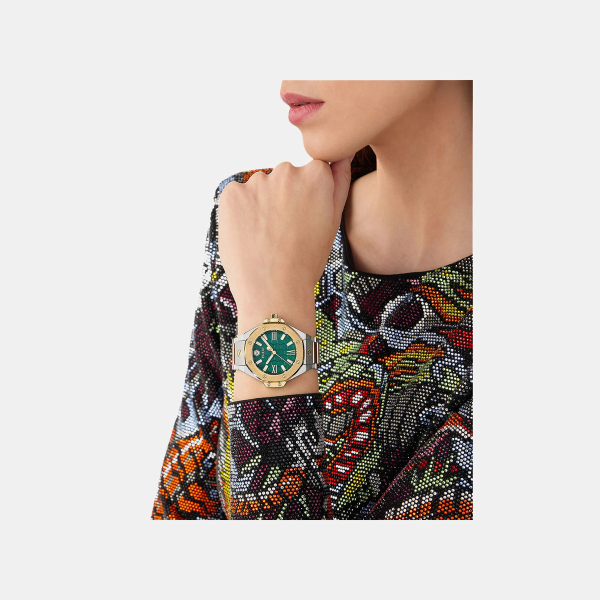 Bda-Plein Lady Royal Women Quartz Green Dial Analog Stainless Steel Watch PWBDA0724
