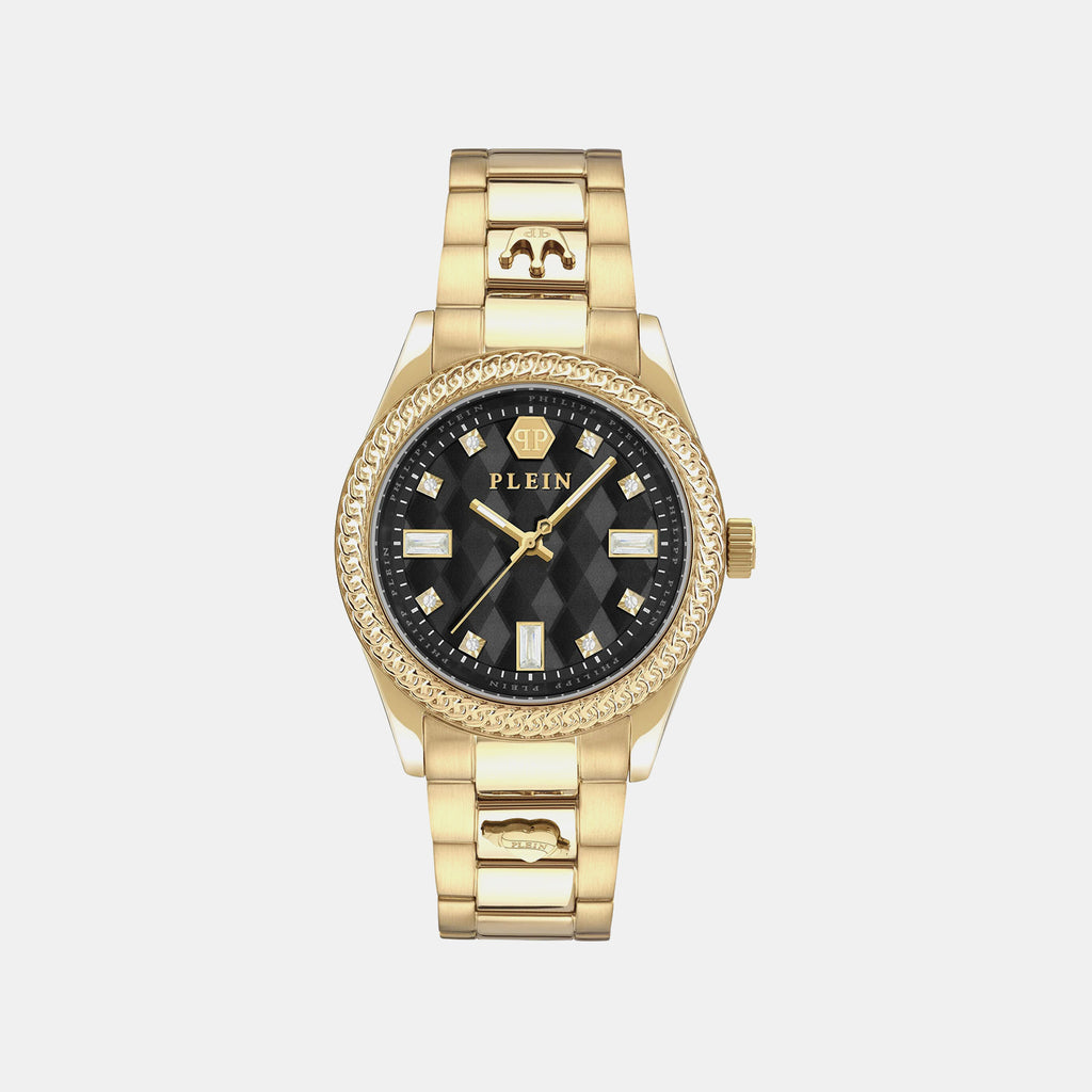 Women Quartz Black Dial Analog Stainless Steel Watch PWCDA0624