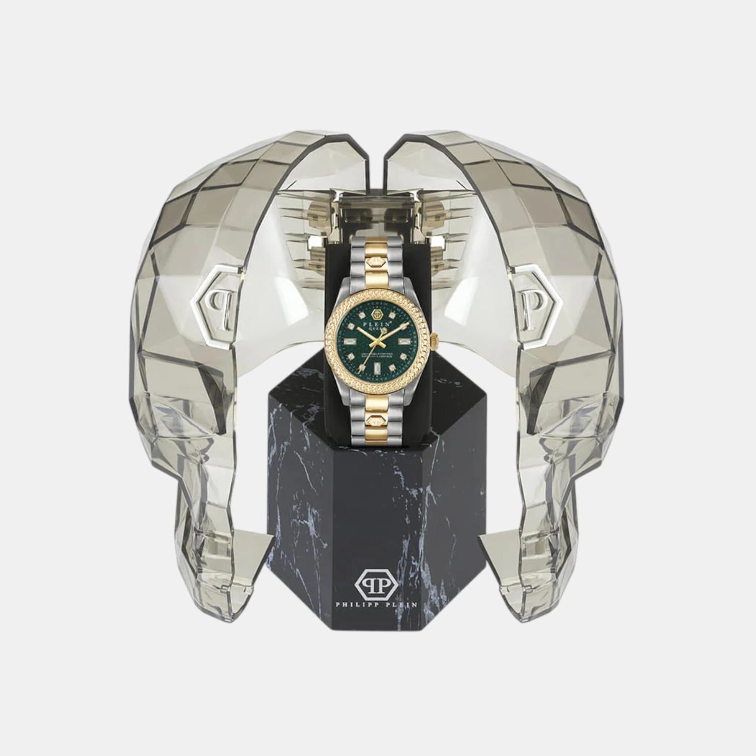 Women Quartz Green Dial Analog Stainless Steel Watch PWDAA0421