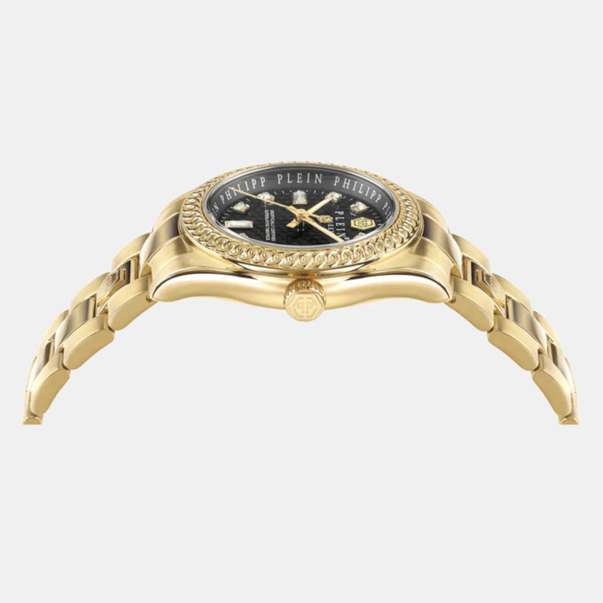 Queen Women Quartz Black Dial Analog Stainless Steel Watch PWDAA0621