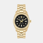 Queen Women Quartz Black Dial Analog Stainless Steel Watch PWDAA0621