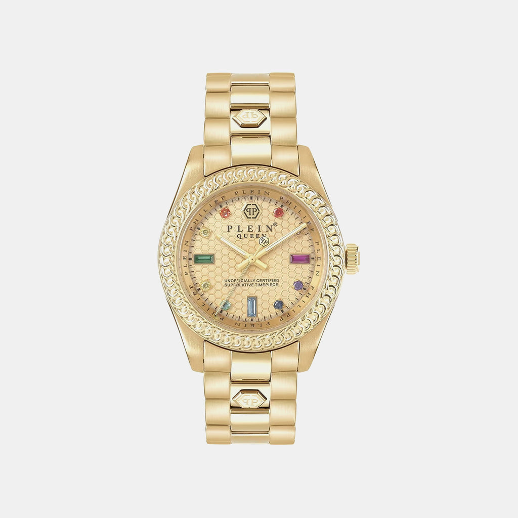 Daa - Queen 36Mm Women Quartz Gold Dial Analog Stainless Steel Watch PWDAA0721