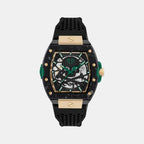 Men Quartz Black Dial Analog Silicone Watch PWJFA0325