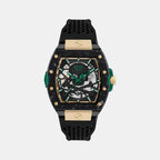 Men Quartz Black Dial Analog Silicone Watch PWJFA0325