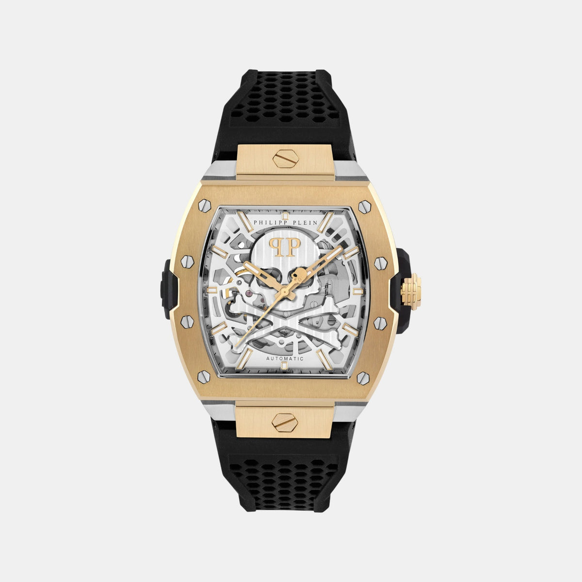 Men Automatic Silver Dial Analog Silicone Watch PWJFA0825