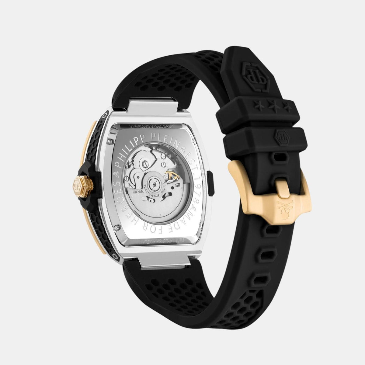 Men Automatic Silver Dial Analog Silicone Watch PWJFA0825