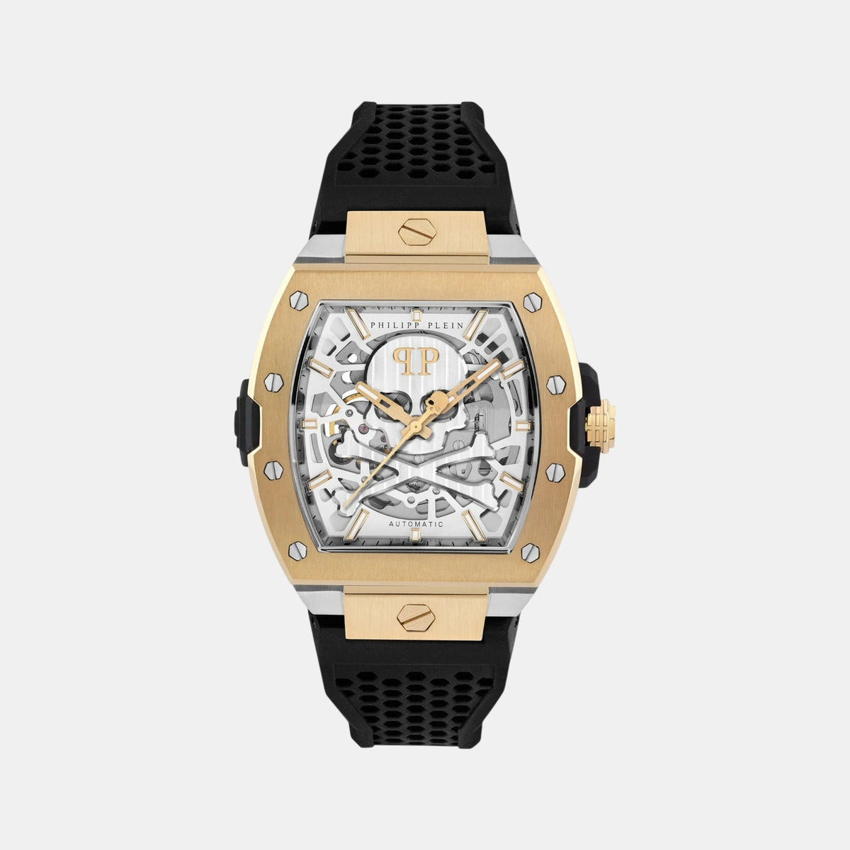 Men Automatic Silver Dial Analog Silicone Watch PWJFA0825