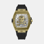 Frosted Men Quartz White Dial Analog Silicone Watch PWJFA1025