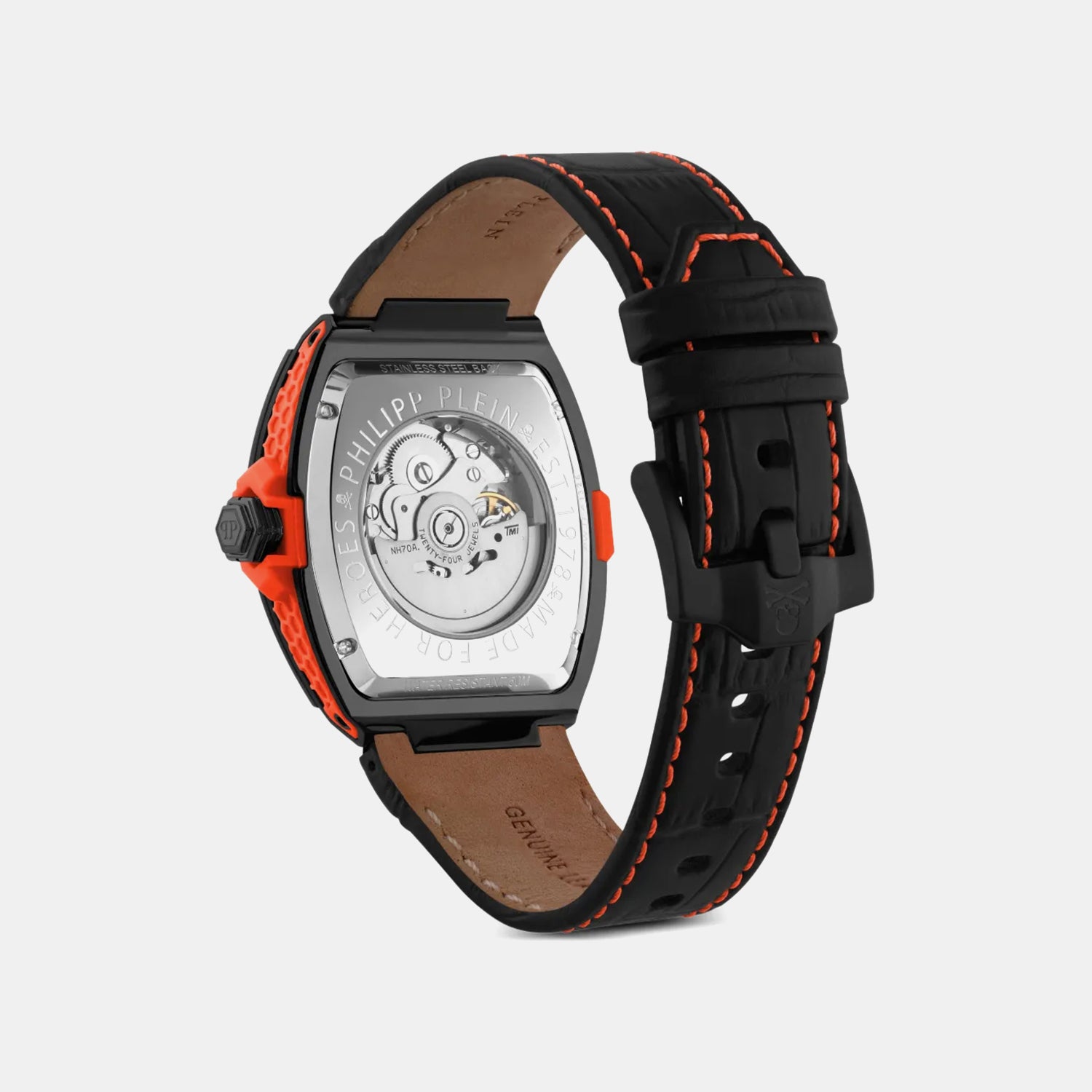 Men Automatic Black Dial Analog Leather Watch PWJFA1326
