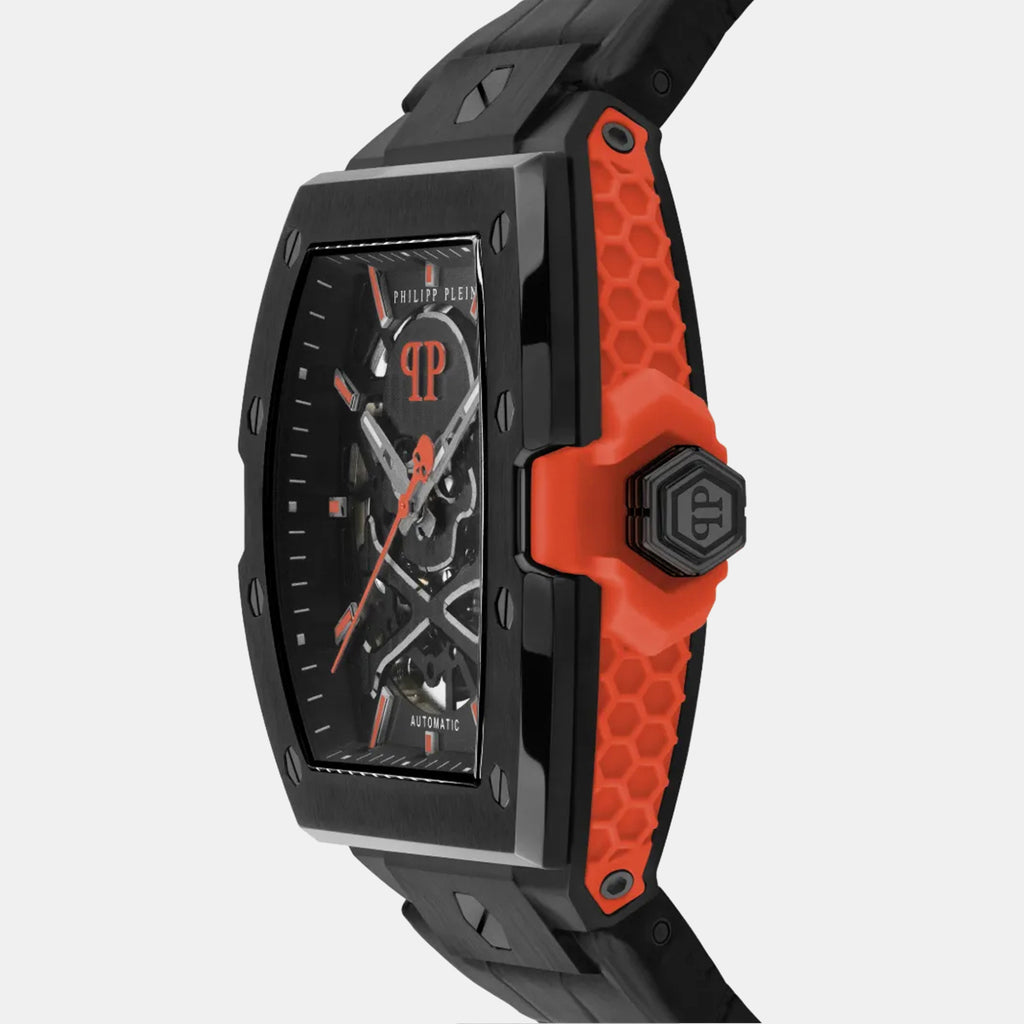 Men Automatic Black Dial Analog Leather Watch PWJFA1326
