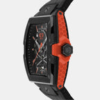 Men Automatic Black Dial Analog Leather Watch PWJFA1326