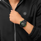 Men Automatic Black Dial Analog Leather Watch PWJFA1426