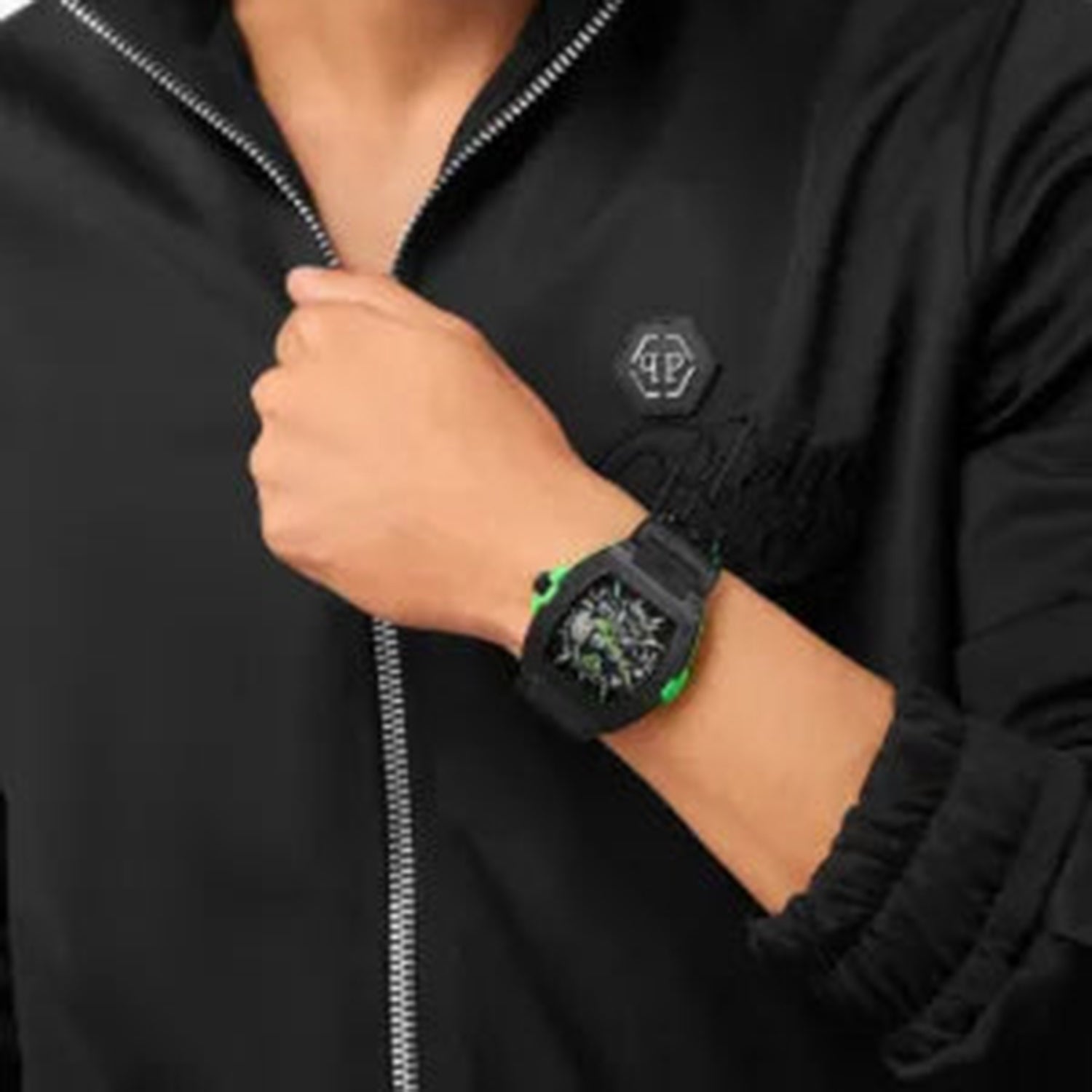 Men Automatic Black Dial Analog Leather Watch PWJFA1426