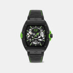 Men Automatic Black Dial Analog Leather Watch PWJFA1426