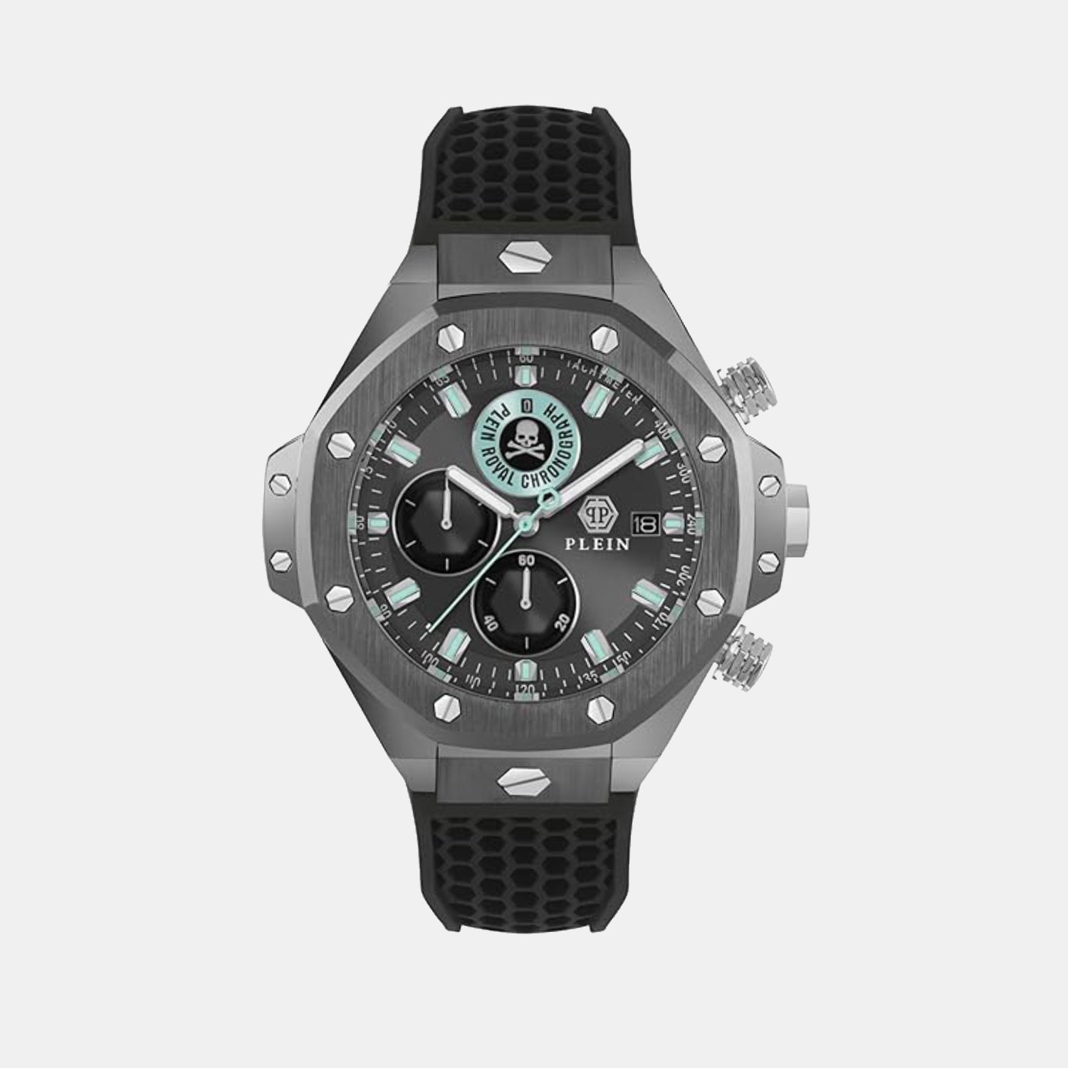 Men Quartz Grey Dial Chronograph Silicone Watch PWLFA0125