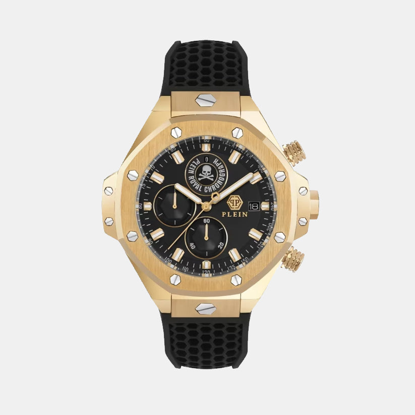Newness Men Quartz Black Dial Chronograph Silicone Watch Pwlfa0325
