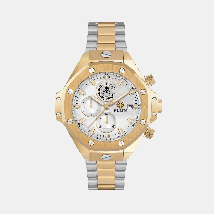 Newness Men Quartz Silver Dial Chronograph Silicone Watch Pwlfa0525