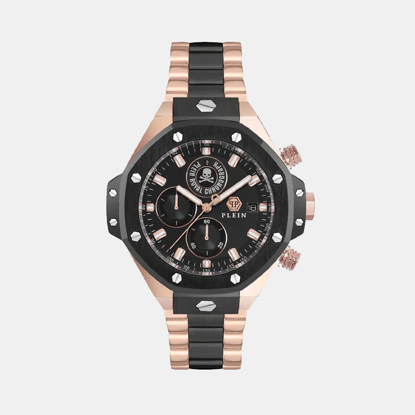 Newness Men Quartz Black Dial Chronograph Stainless Steel Watch PWLFA0625