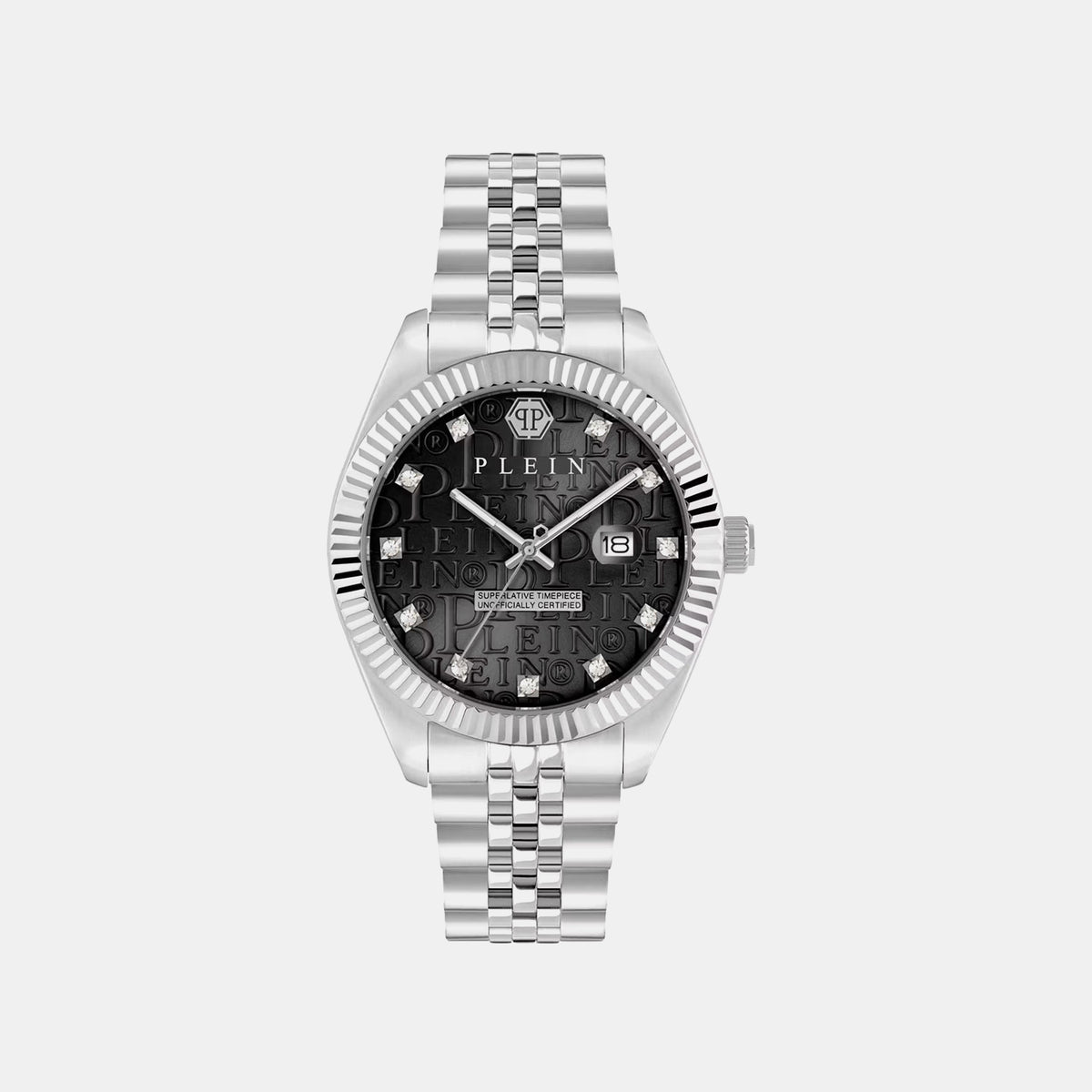 Mfa-New Date Superlative Men Quartz Black Dial Analog Stainless Steel Watch PWMFA0125