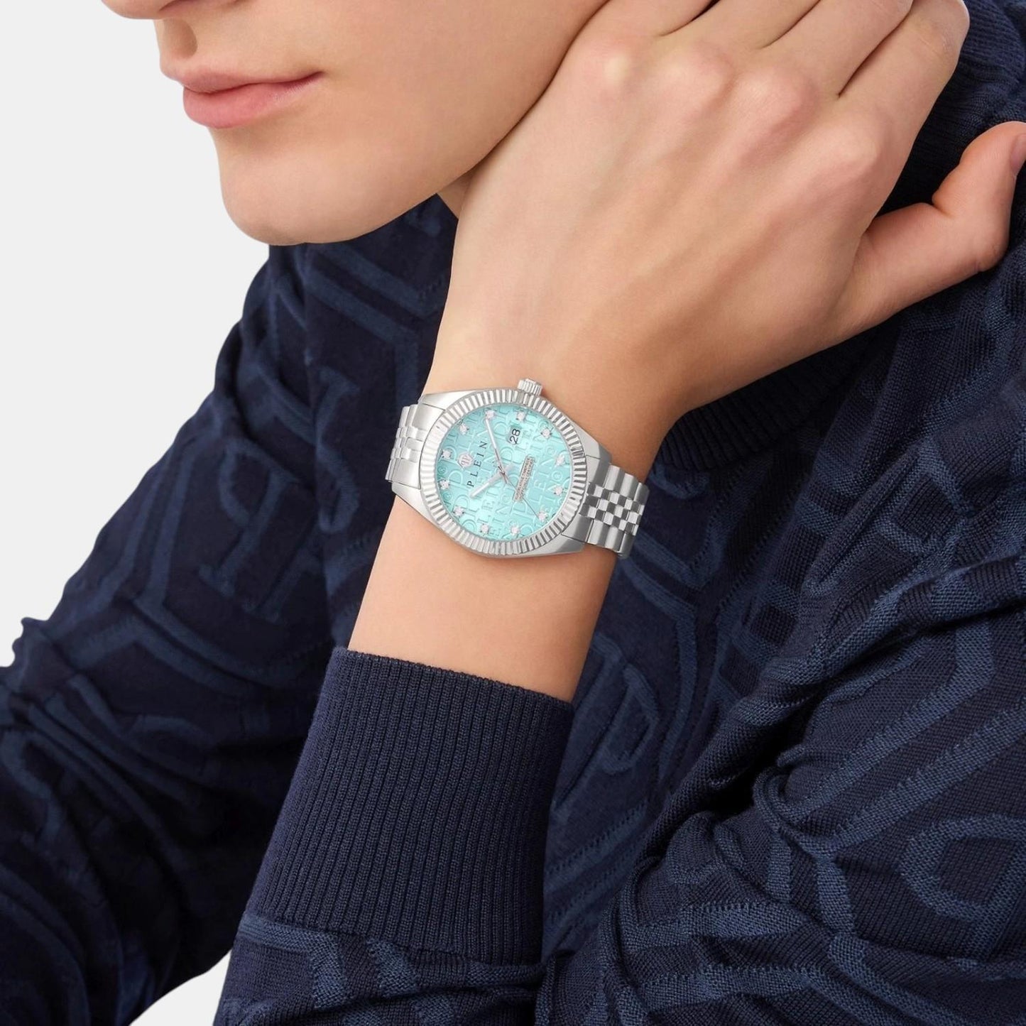 Men Quartz Light Blue Dial Analog Stainless Steel Watch PWMFA0225