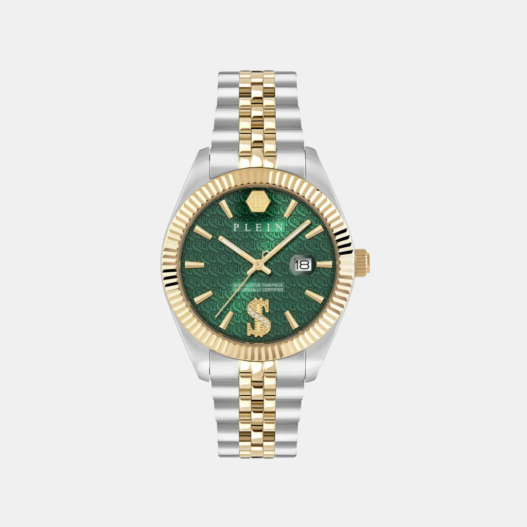 Date Superlative Men Quartz Green Dial Analog Metal Watch PWMFA0825