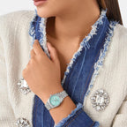 Women Quartz Light Blue Dial Analog Stainless Steel Watch PWNFA0225