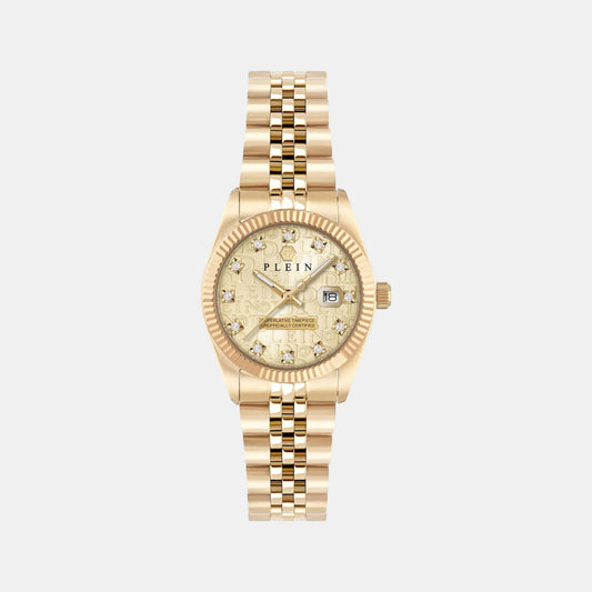 Women Quartz Champagne Dial Analog Stainless Steel Watch PWNFA0525