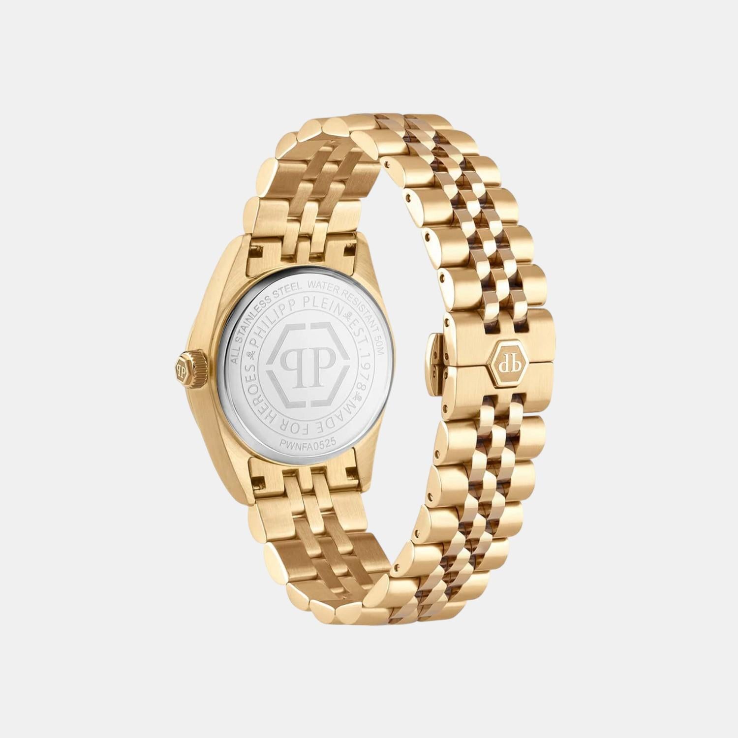 Women Quartz Champagne Dial Analog Stainless Steel Watch PWNFA0525