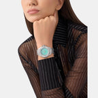 Women Quartz Turquoise Dial Analog Stainless Steel Watch PWOFA0425
