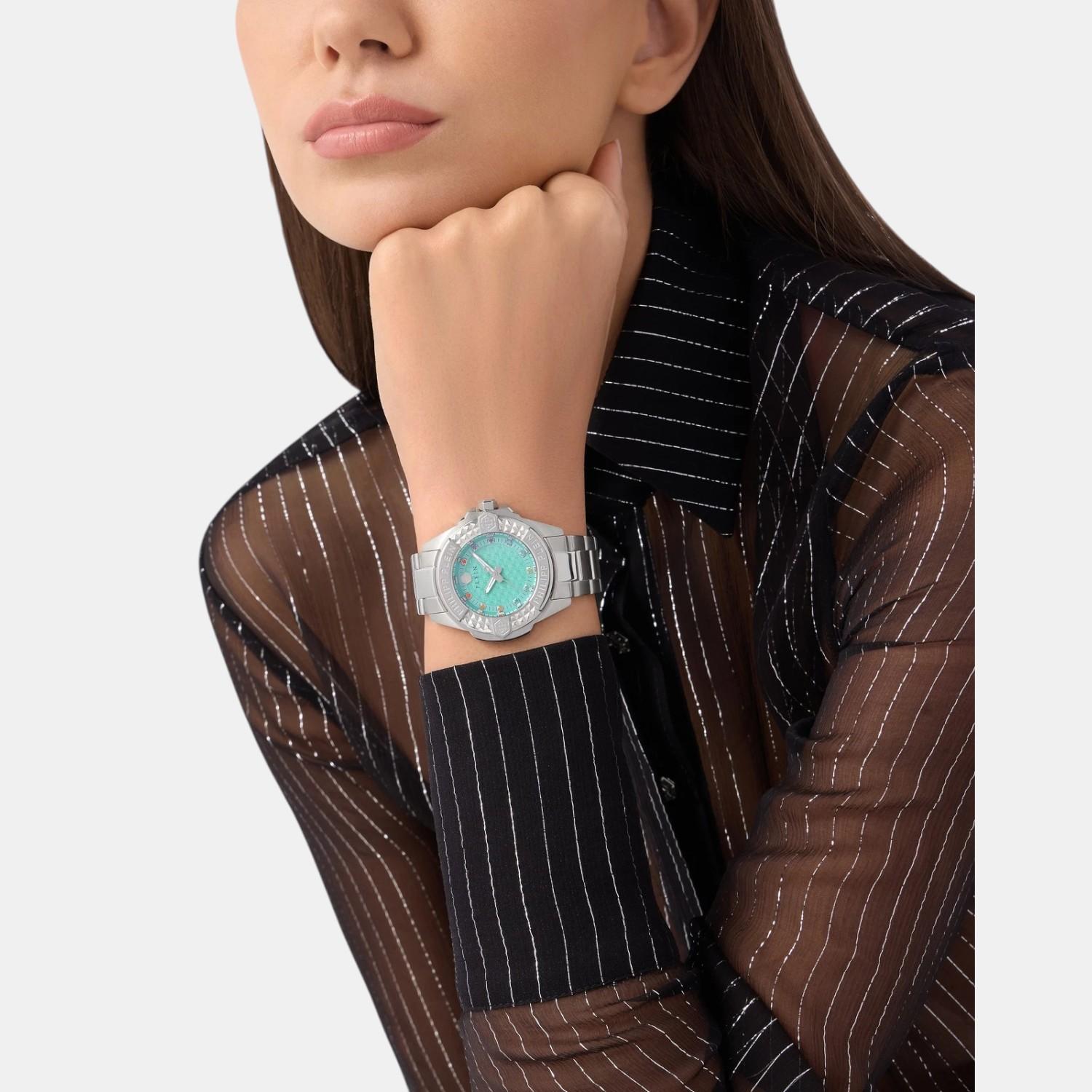 Women Quartz Turquoise Dial Analog Stainless Steel Watch PWOFA0425