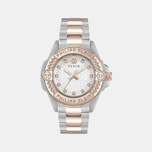 Women Quartz White & Silver Dial Analog Stainless Steel Watch PWOFA0525