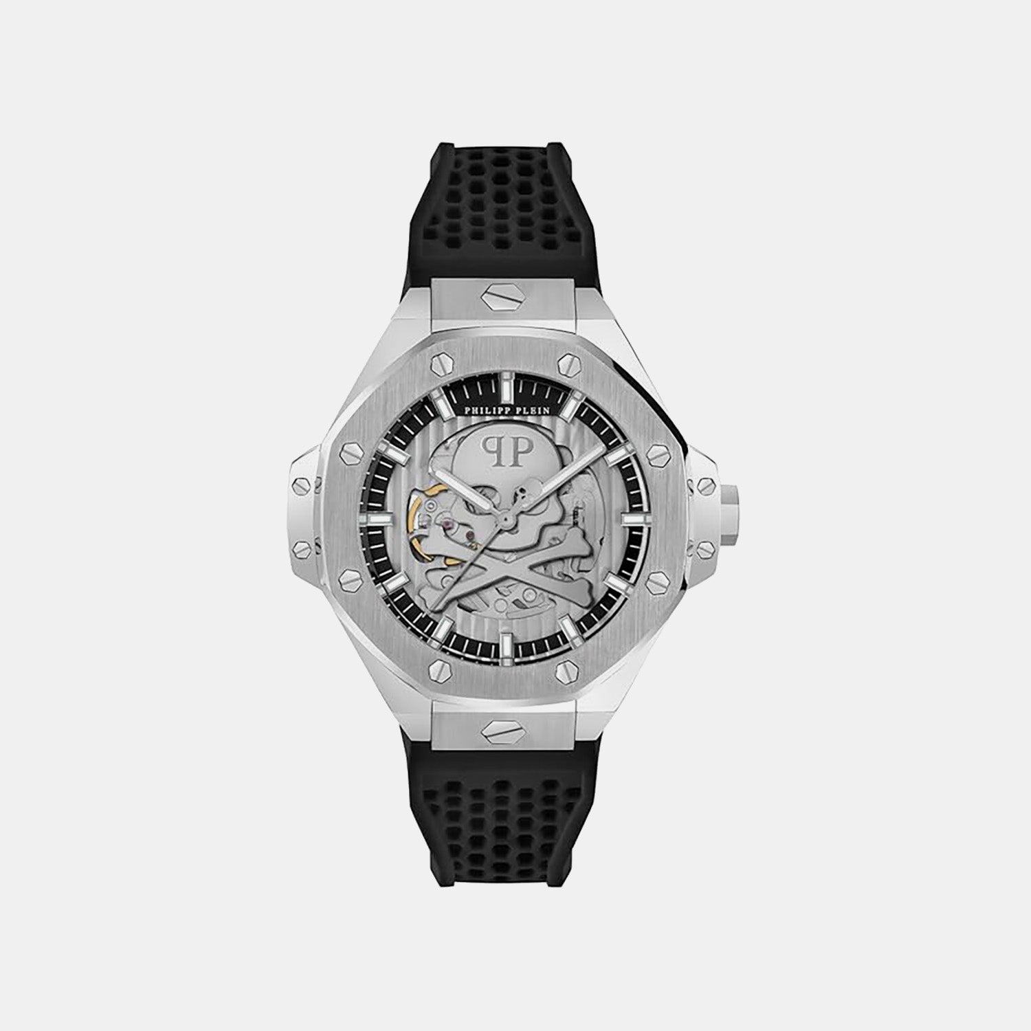 Men Automatic Silver Dial Analog Silicone Watch PWPFA0124