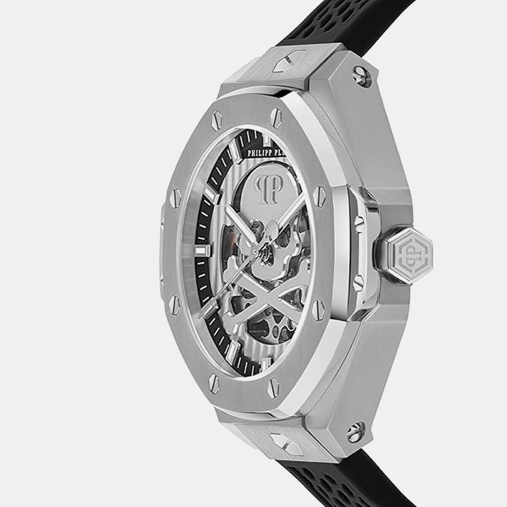 Men Automatic Silver Dial Analog Silicone Watch PWPFA0124
