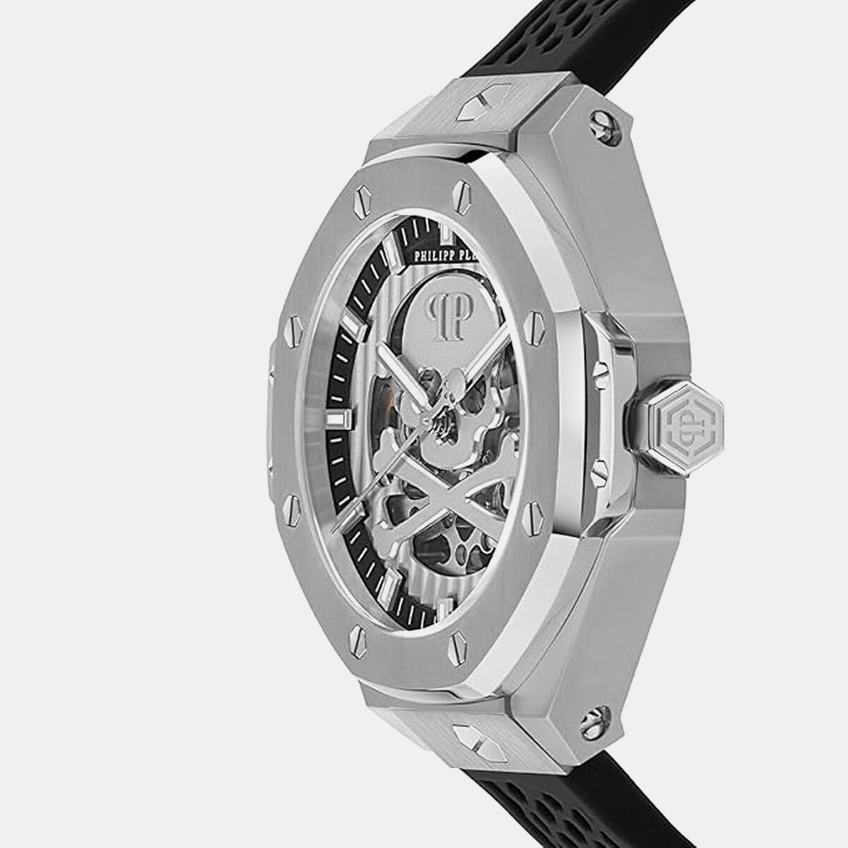 Men Automatic Silver Dial Analog Silicone Watch PWPFA0124